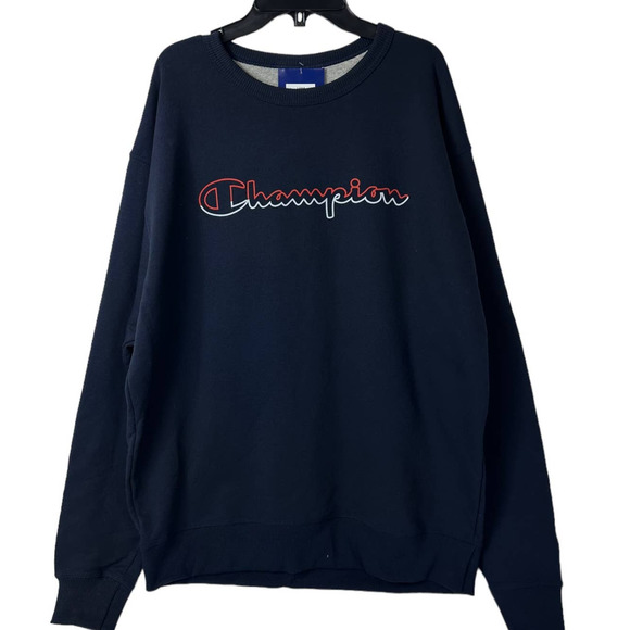 Champion Other - Champion Men's Large‎ Powerblend Crewneck Sweatshirt, Navy Blue, Red/White Logo